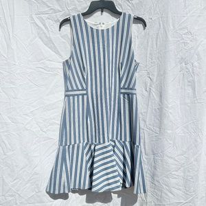 J. Crew Pinstripe Blue and White Nautical Midi Length Sleeveless Dress Lined